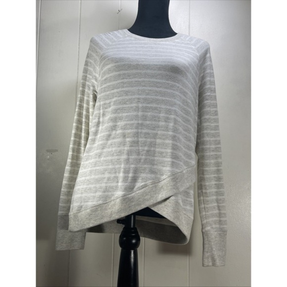 ATHLETA long Sleeve White‎ Gray Stripe Soft Stretchy